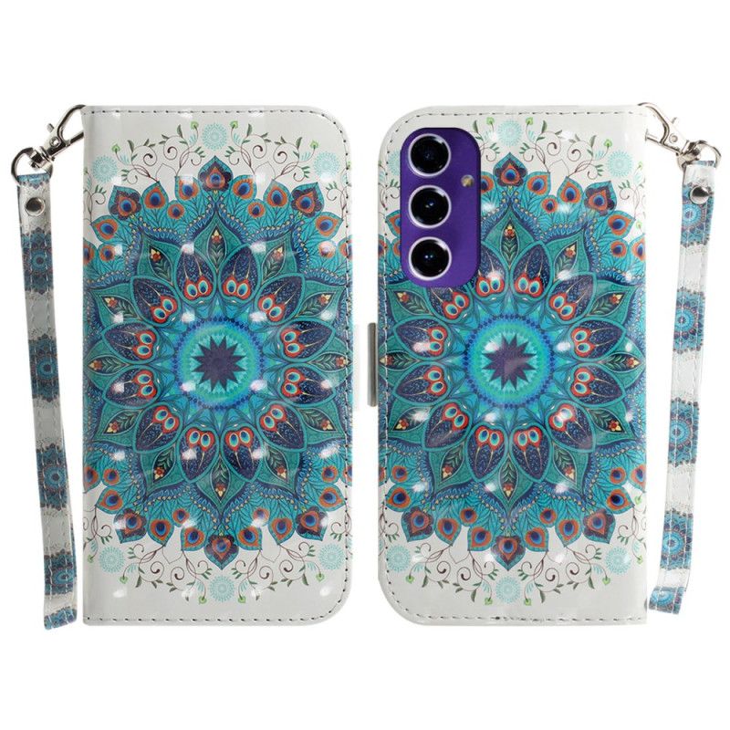 Flip Case Leren Samsung Galaxy A16 5g Groene Mandala Met Bandje