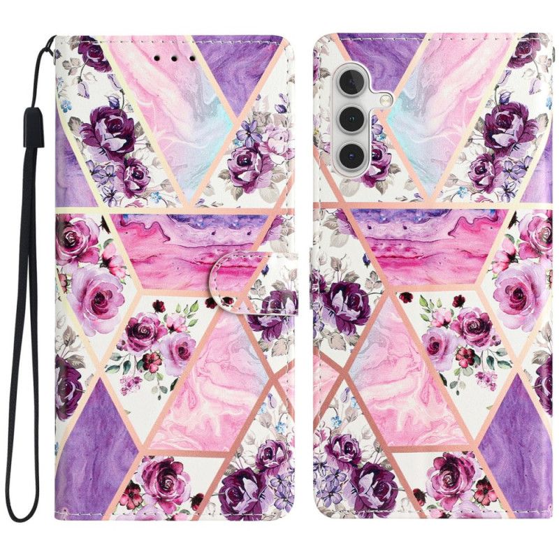 Flip Case Leren Samsung Galaxy A16 5g Paars Bloemmotief