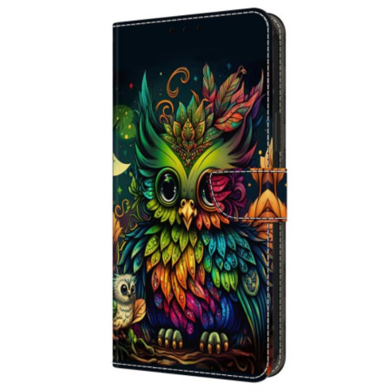 Folio-hoesje Samsung Galaxy A16 5g Telefoonhoesje Kleurrijke Uil