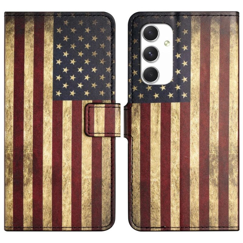 Leren Hoesje Samsung Galaxy A16 5g Vintage Amerikaanse Vlag Bescherming Hoesje