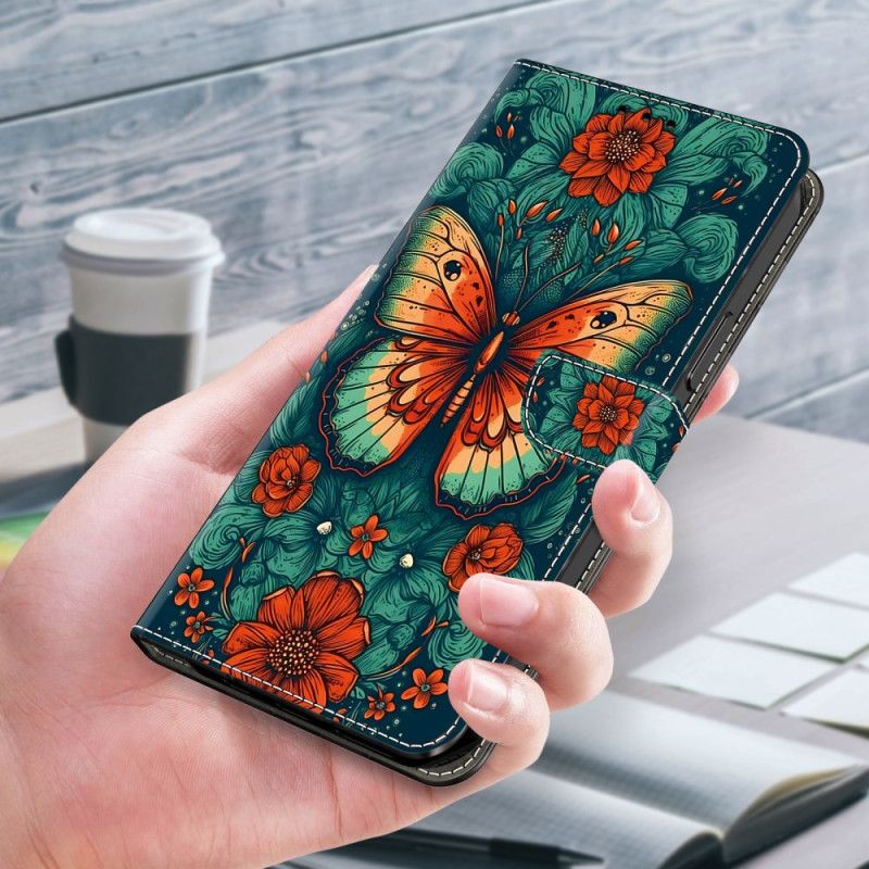 Leren Hoesje Samsung Galaxy A16 5g Vlindermotief Bescherming Hoesje