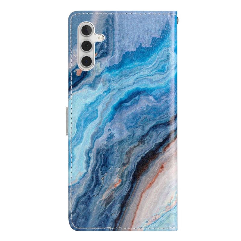 Leren Hoesje Voor Samsung Galaxy A16 5g Blauw Marmerpatroon