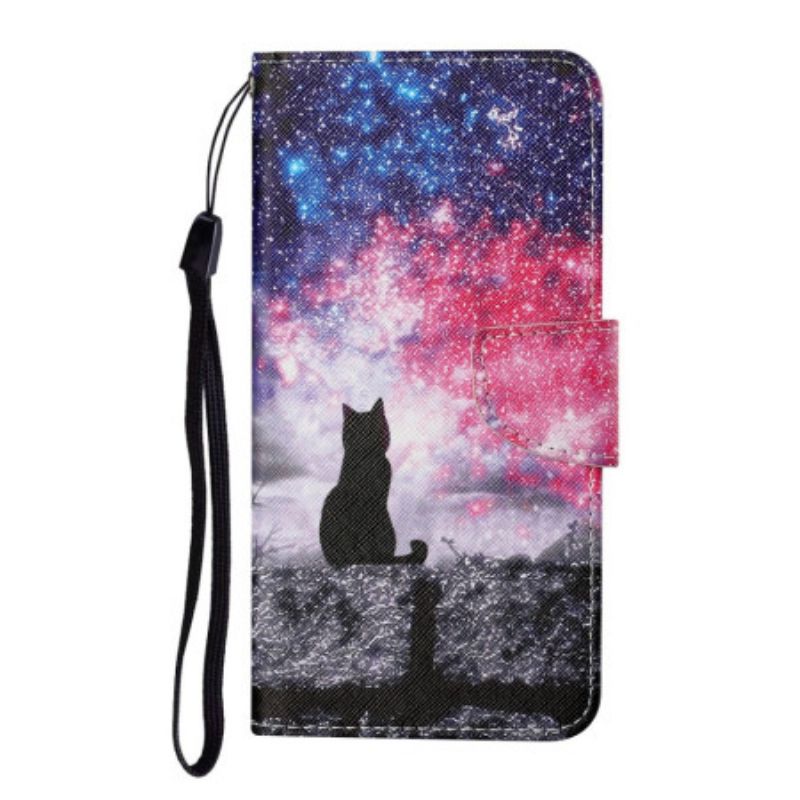 Leren Hoesje Voor Samsung Galaxy A16 5g Galactisch Kattenpatroon