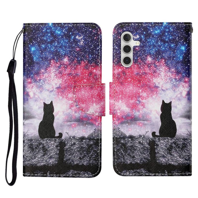 Leren Hoesje Voor Samsung Galaxy A16 5g Galactisch Kattenpatroon