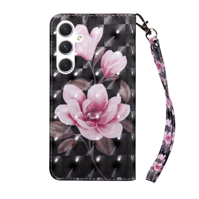 Leren Hoesje Voor Samsung Galaxy A16 5g Roze Bloemenriem