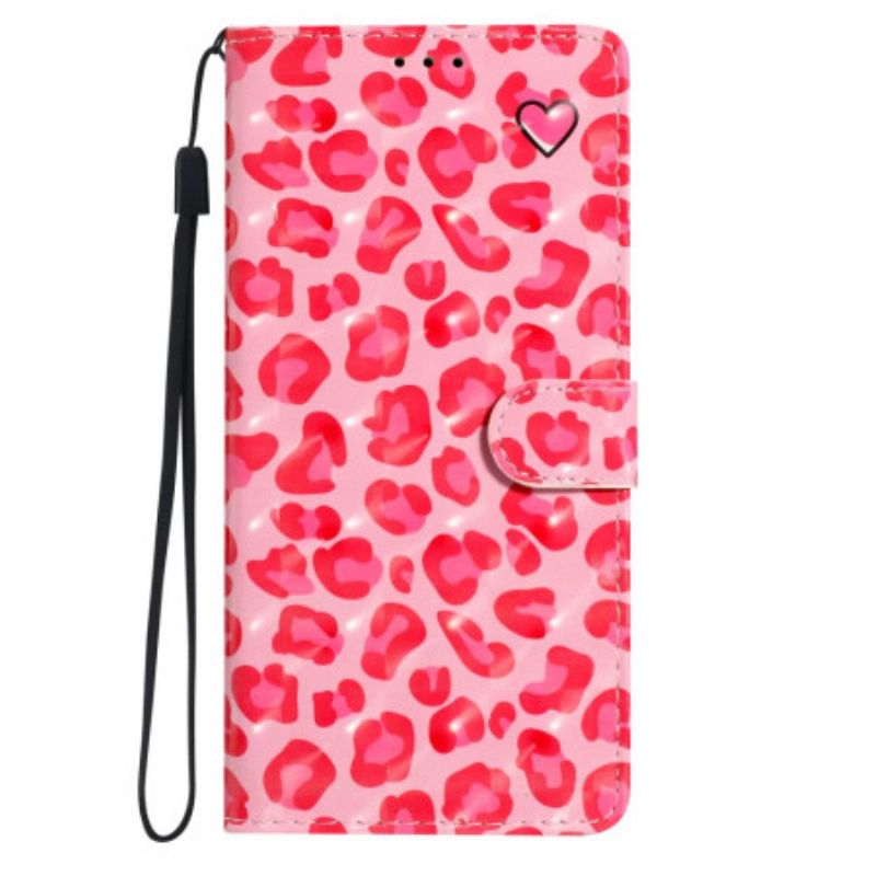 Leren Hoesje Voor Samsung Galaxy A16 5g Roze Luipaard