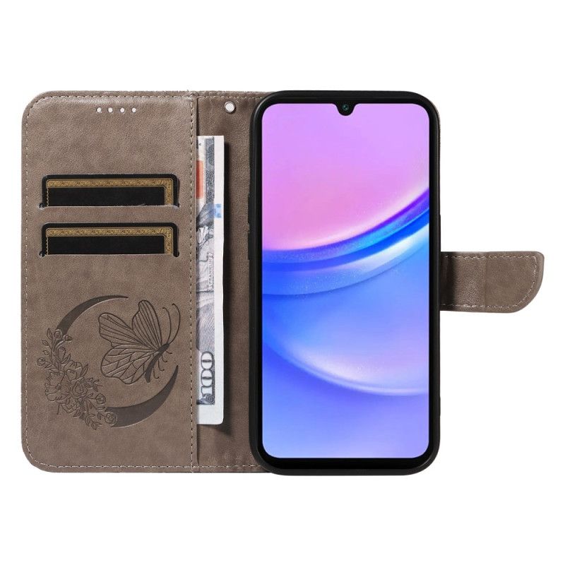 Leren Hoesje Voor Samsung Galaxy A16 5g Vlindervoetafdruk