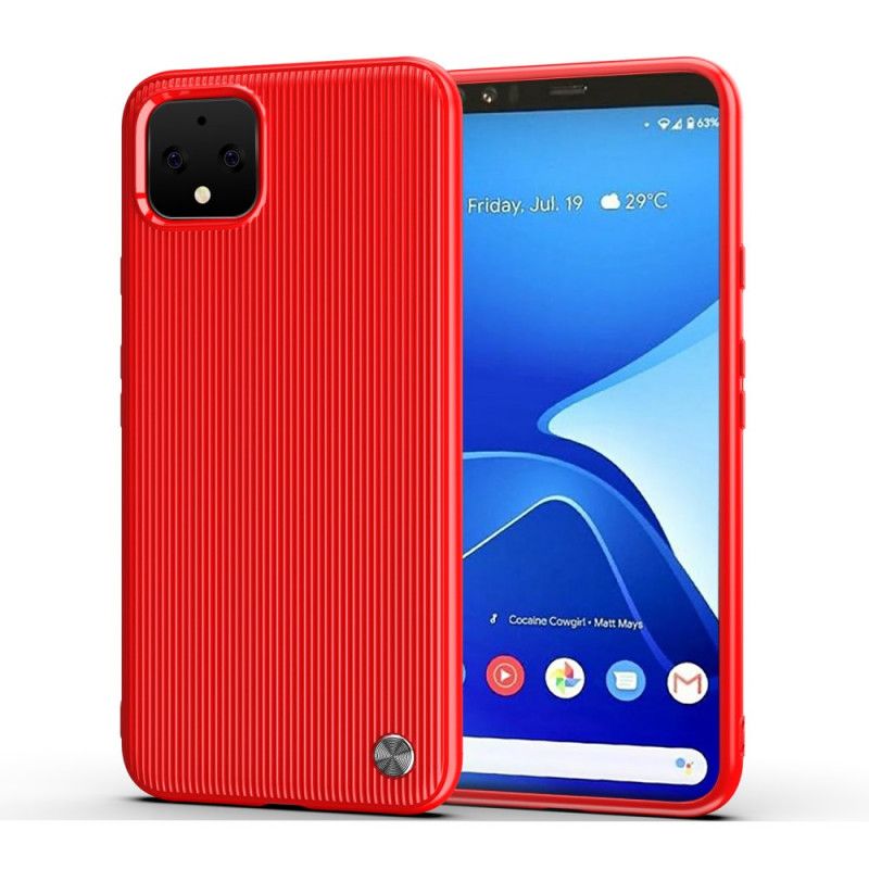 Hoesje Google Pixel 4 Rood Zwart Getextureerde Siliconen