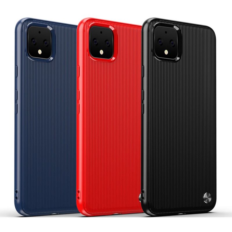 Hoesje Google Pixel 4 Rood Zwart Getextureerde Siliconen