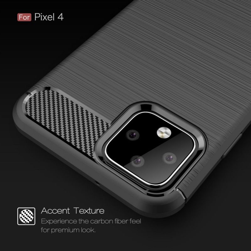 Hoesje voor Google Pixel 4 Rood Zwart Geborsteld Koolstofvezel