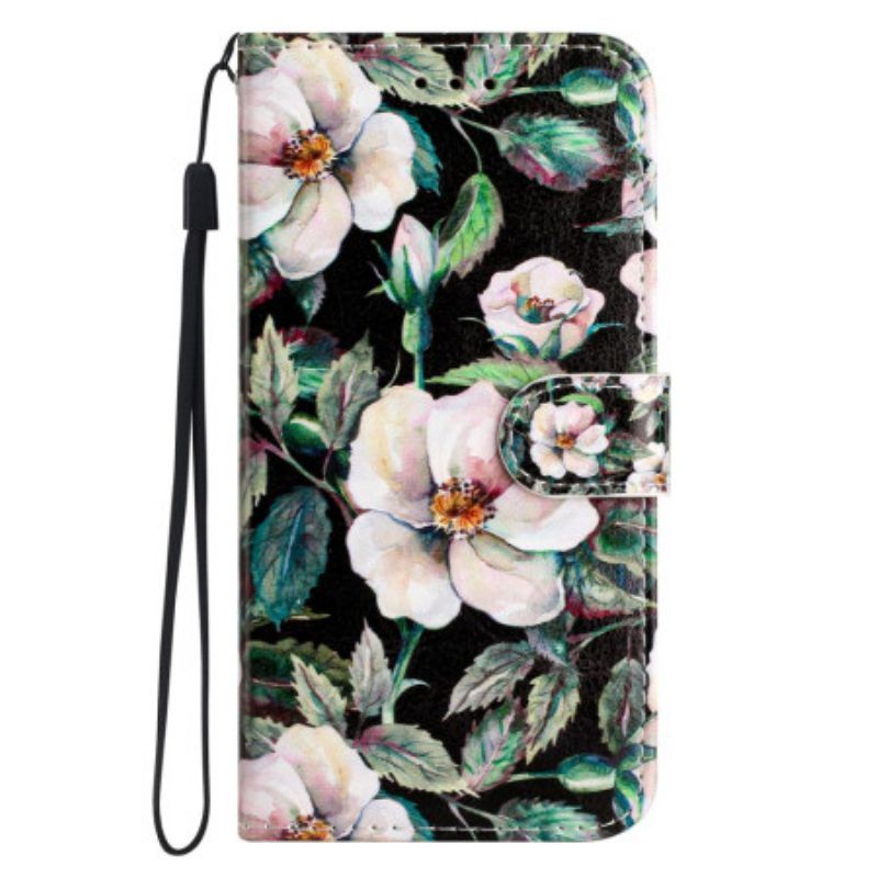 Flip Case voor Xiaomi Redmi A1 Met Ketting Riem Magnolia's