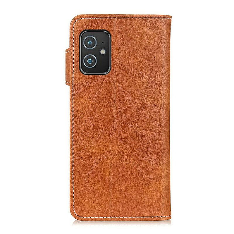 Flip Case Leren Asus Zenfone 8 Artistieke Naaiknop