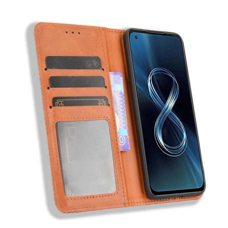 Folio-hoesje Asus Zenfone 8 Gestileerd Vintage Leereffect