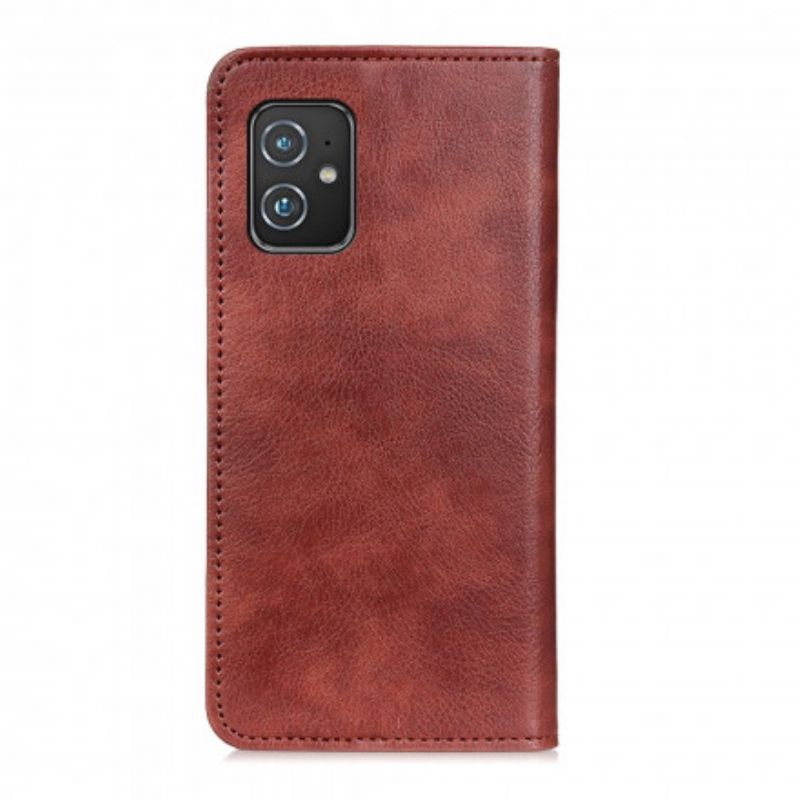 Folio-hoesje Asus Zenfone 8 Telefoonhoesje Litchi-leer Met Enkele Split