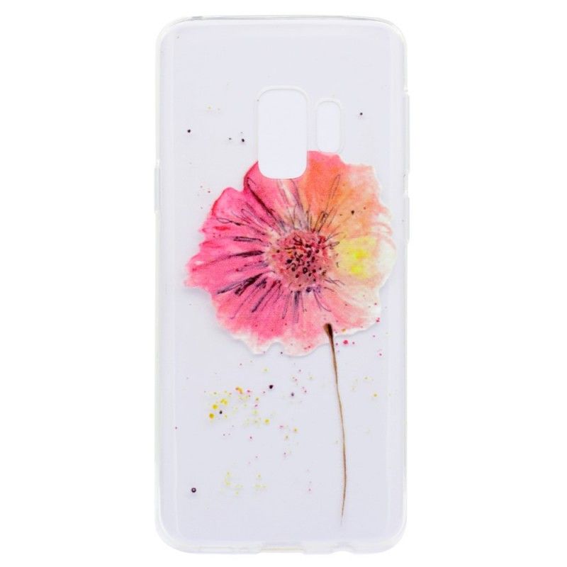 Case Hoesje Samsung Galaxy S9 Plus Telefoonhoesje Transparante Aquarel Klaproos