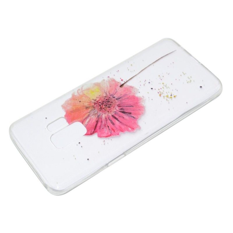 Case Hoesje Samsung Galaxy S9 Plus Telefoonhoesje Transparante Aquarel Klaproos