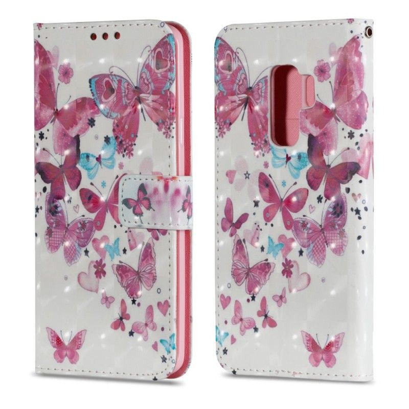 Cover Folio-hoesje Samsung Galaxy S9 Plus Telefoonhoesje Vlucht Van Vlinders