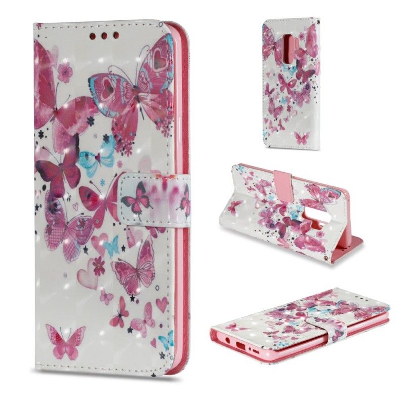 Cover Folio-hoesje Samsung Galaxy S9 Plus Telefoonhoesje Vlucht Van Vlinders