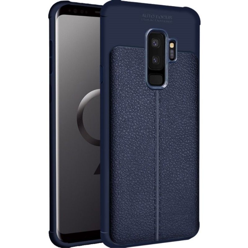 Cover Hoesje Samsung Galaxy S9 Plus Donkerblauw Zwart Telefoonhoesje Imak Kunstleer Stiksels