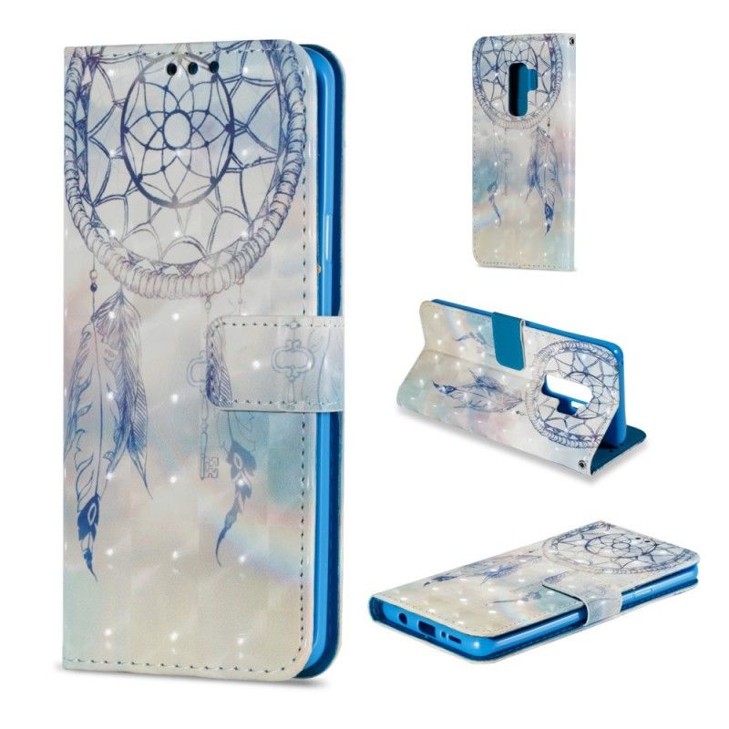 Flip Case Leren Samsung Galaxy S9 Plus Lichtblauw Aquarel Dromenvanger