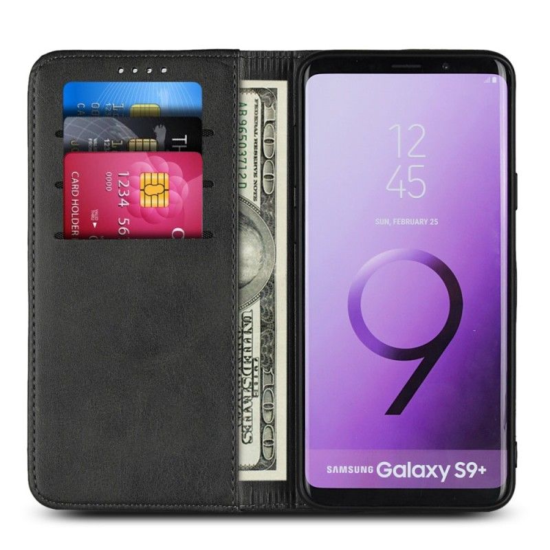 Folio-hoesje Samsung Galaxy S9 Plus Donkerblauw Zwart Imitatieleer Stiksel