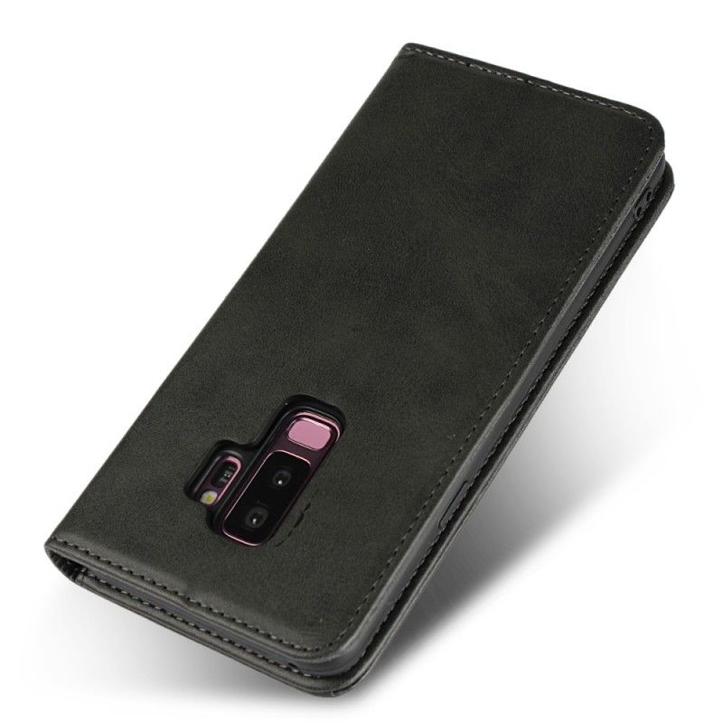 Folio-hoesje Samsung Galaxy S9 Plus Donkerblauw Zwart Imitatieleer Stiksel