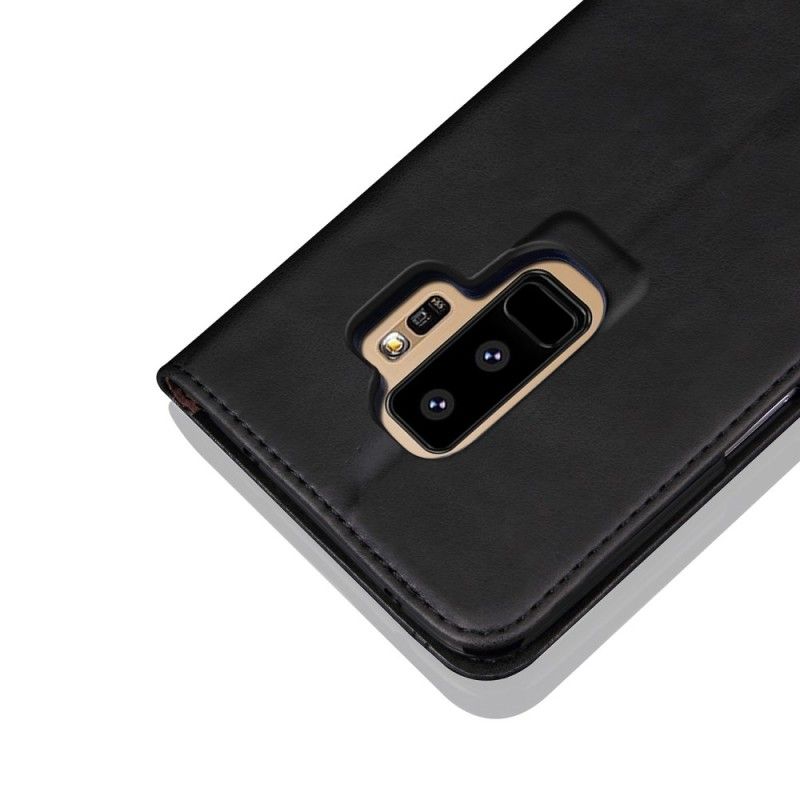 Folio-hoesje voor Samsung Galaxy S9 Plus Rood Zwart Gestikt Leereffect