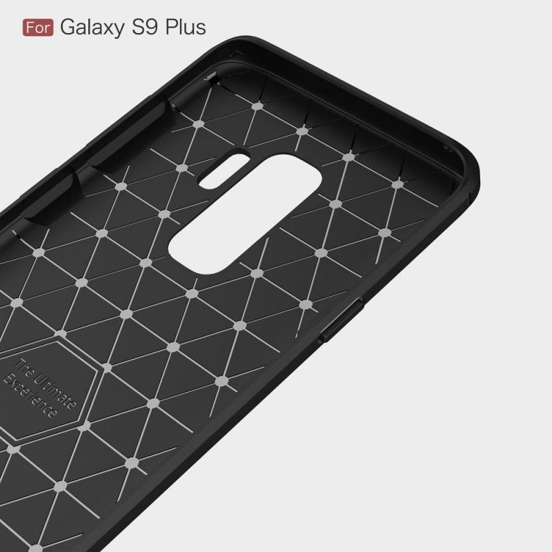 Hoesje voor Samsung Galaxy S9 Plus Rood Zwart Geborsteld Koolstofvezel