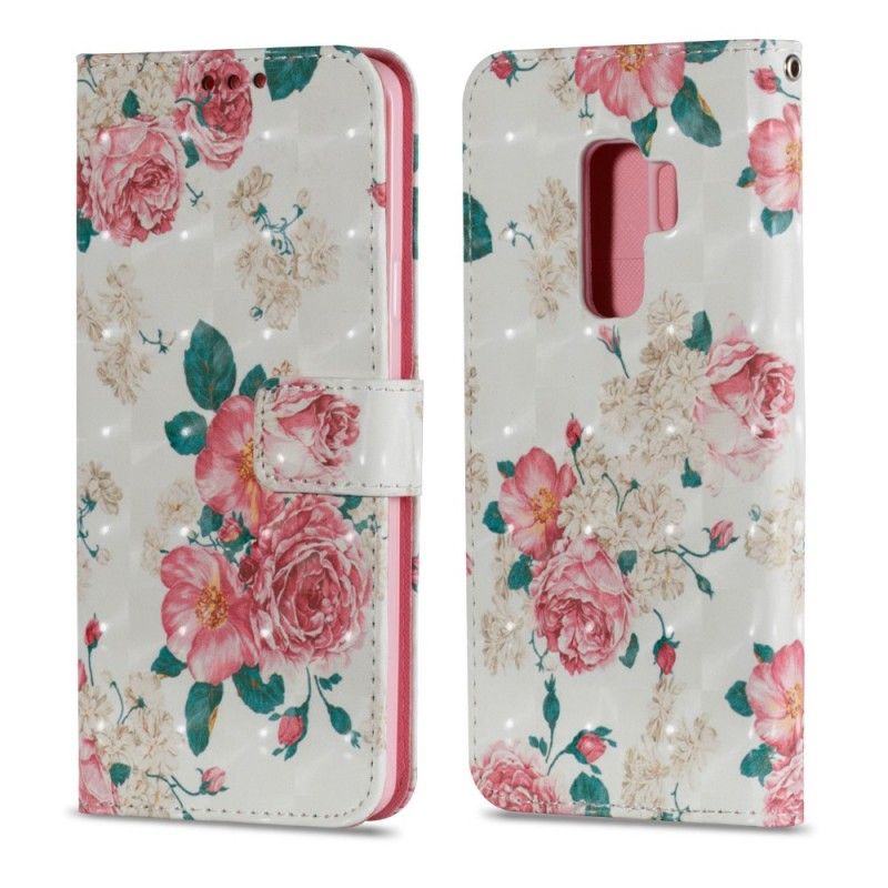 Leren Hoesje Samsung Galaxy S9 Plus Telefoonhoesje Vrijheidsbloemen