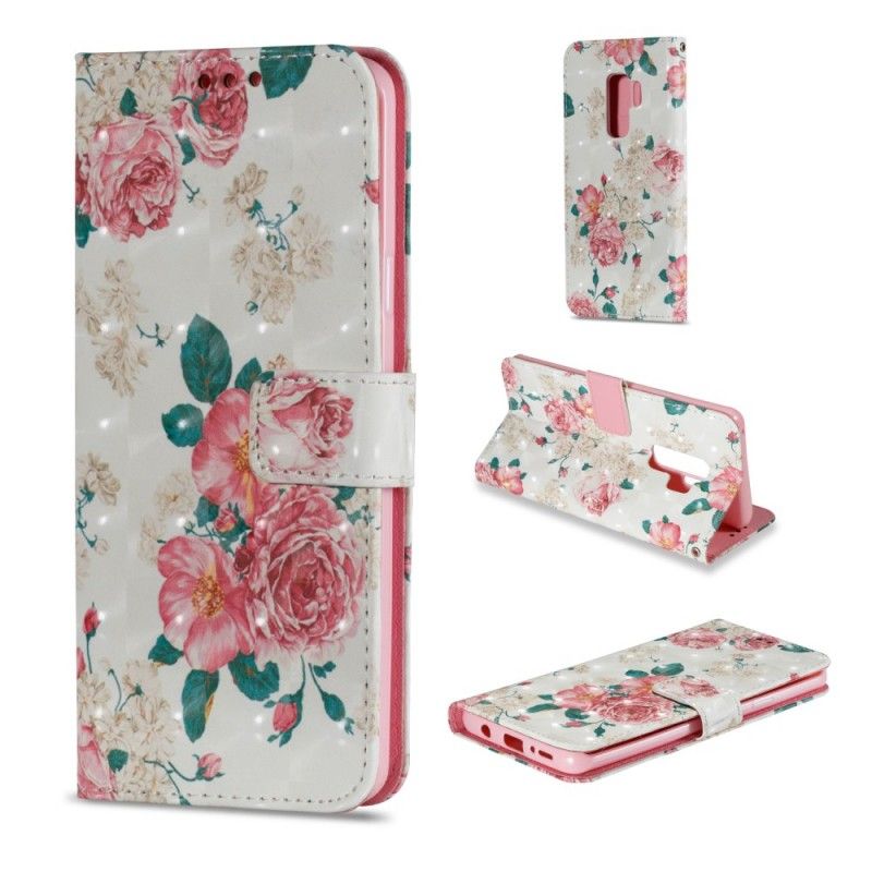 Leren Hoesje Samsung Galaxy S9 Plus Telefoonhoesje Vrijheidsbloemen