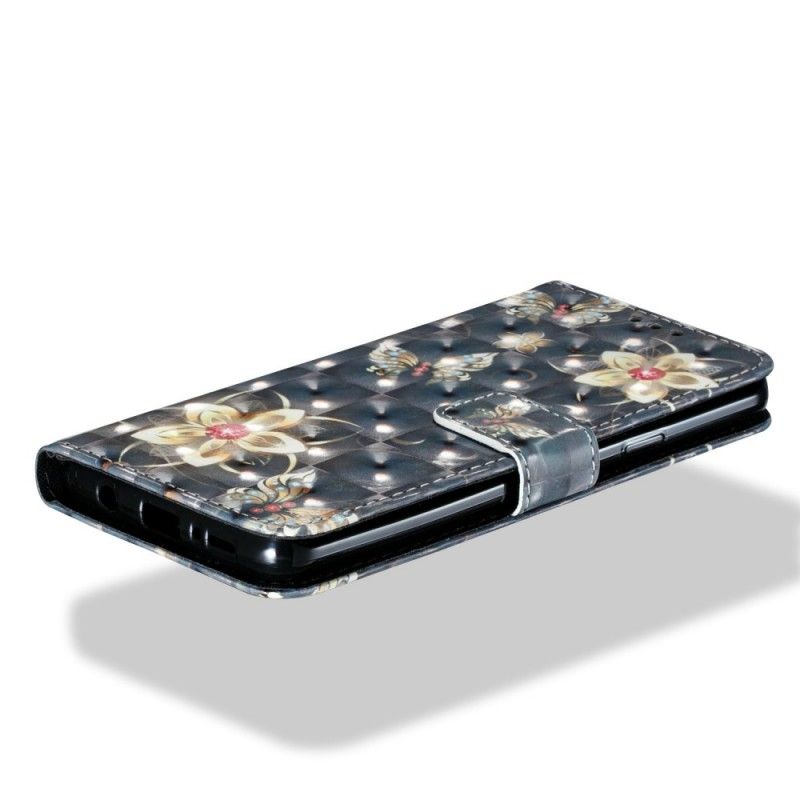 Leren Hoesje voor Samsung Galaxy S9 Plus Roze Zwart Retro Kleurrijke Bloemen