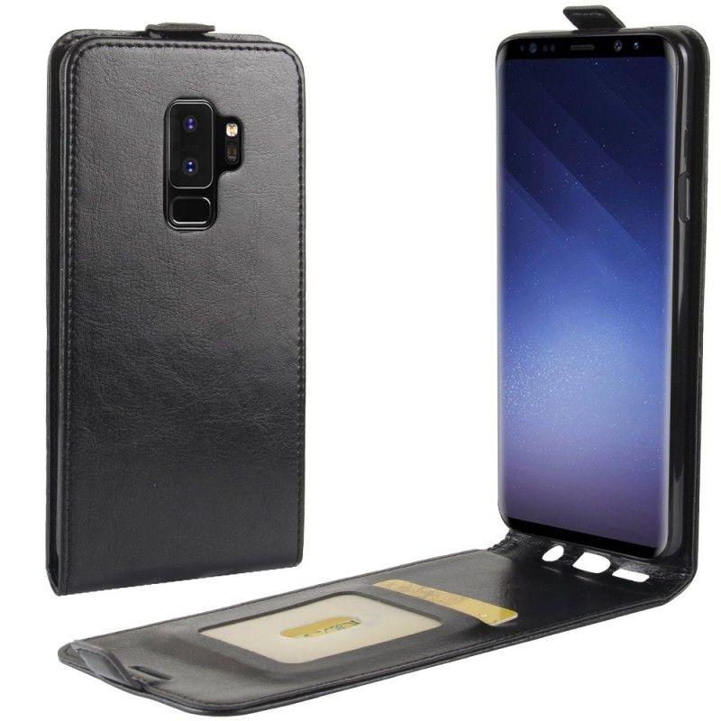 Leren Hoesje voor Samsung Galaxy S9 Plus Zwart Vouwledereffect