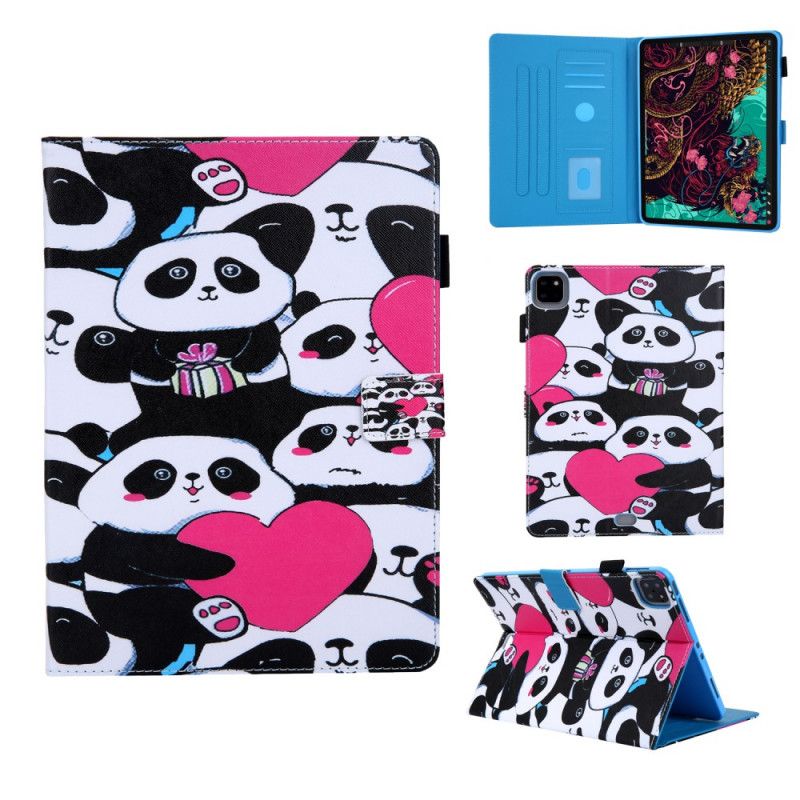 Cover Folio-hoesje iPad Pro 11" (2018) (2020) Wit Zwart Telefoonhoesje Afdruk Van De Panda-Serie