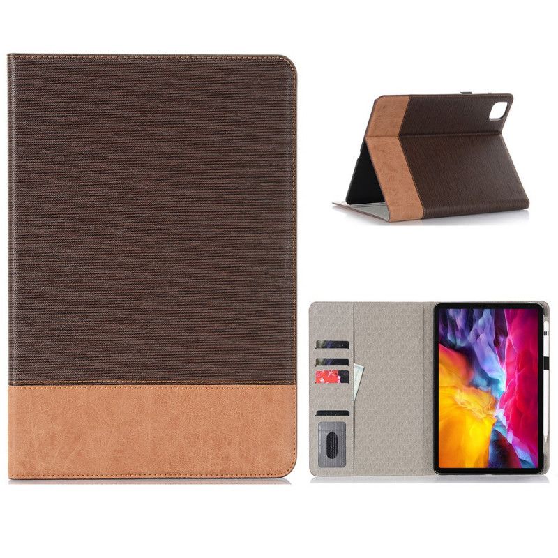 Cover voor iPad Pro 11" (2018) (2020) Bruin Grijs Lederen Splicing Cross Texture Case