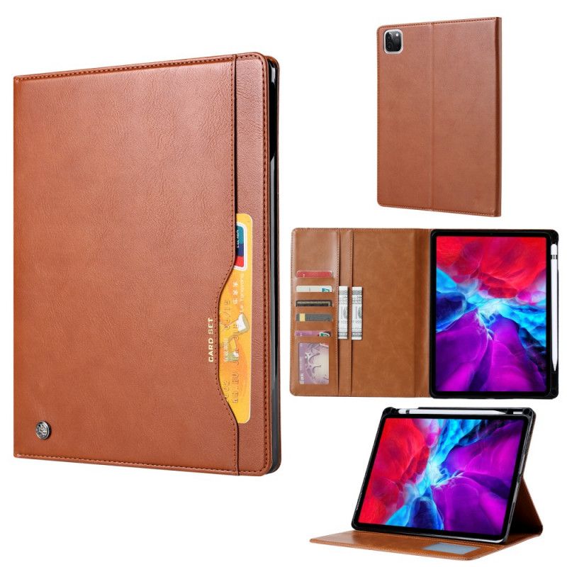 Etui iPad Pro 11" (2018) (2020) Bruin Zwart Geabsorbeerde Lederen Potloodhouder