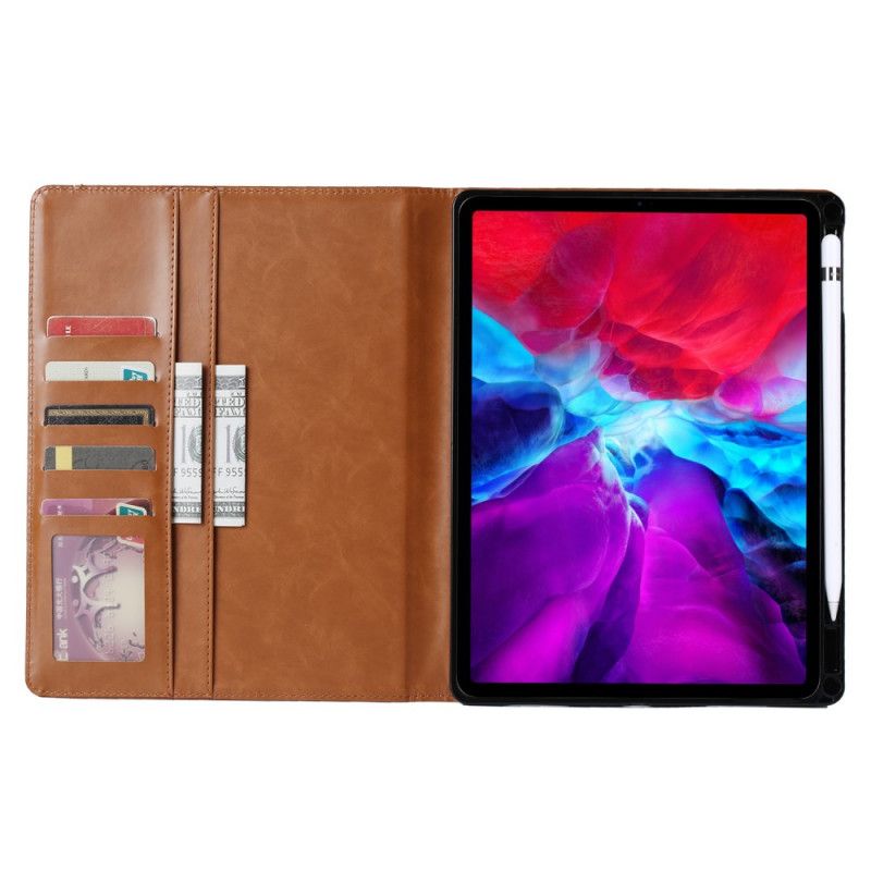 Etui iPad Pro 11" (2018) (2020) Bruin Zwart Geabsorbeerde Lederen Potloodhouder