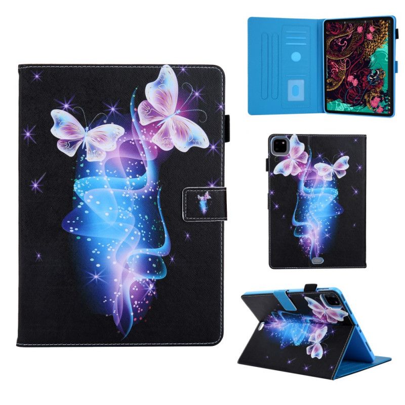 Flip Case Leren iPad Pro 11" (2018) (2020) Lichtblauw Zwart Vlinder Serie Print