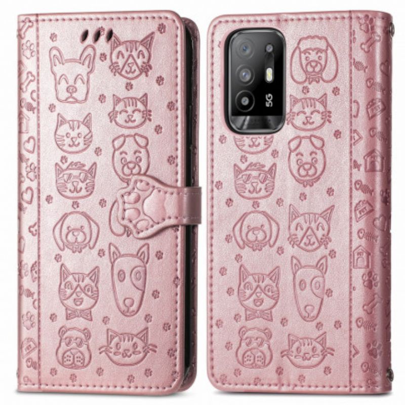 Folio-hoesje Oppo A94 5g Telefoonhoesje Geanimeerde Dieren