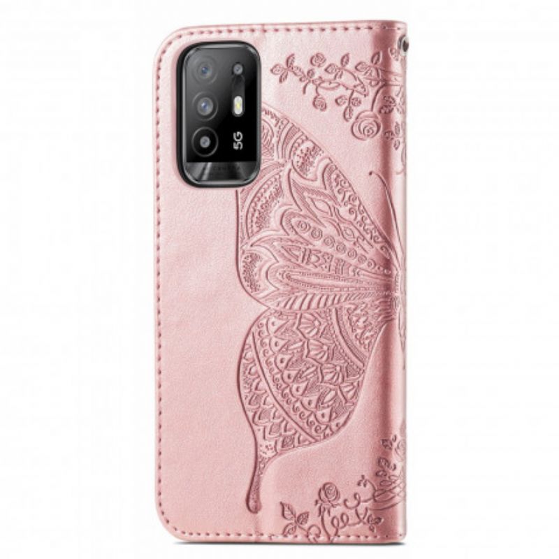 Folio-hoesje Oppo A94 5g Telefoonhoesje Halve Vlinders