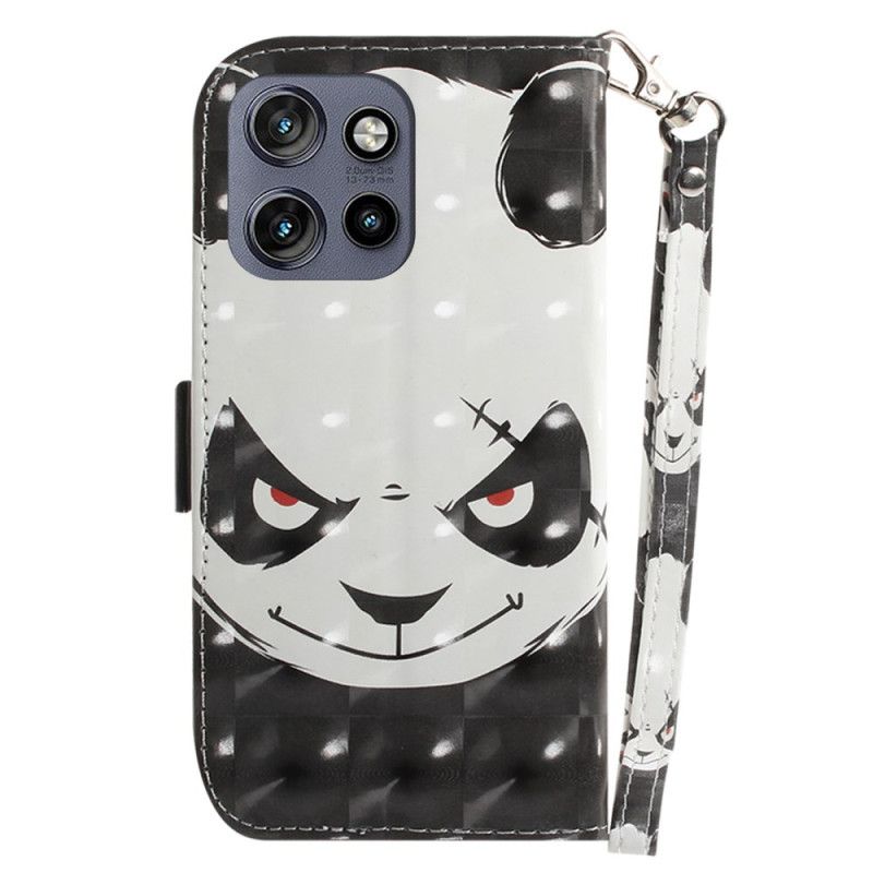 Folio-hoesje Motorola Edge 50 Neo Telefoonhoesje Boze Panda Met Riem