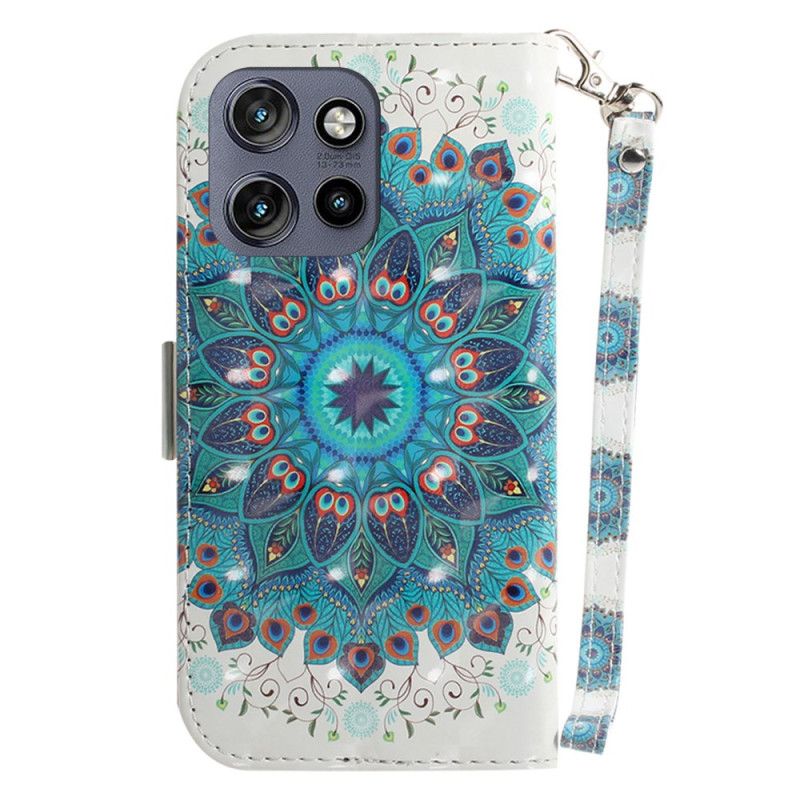 Leren Hoesje Voor Motorola Edge 50 Neo Groene Mandala Met Bandje