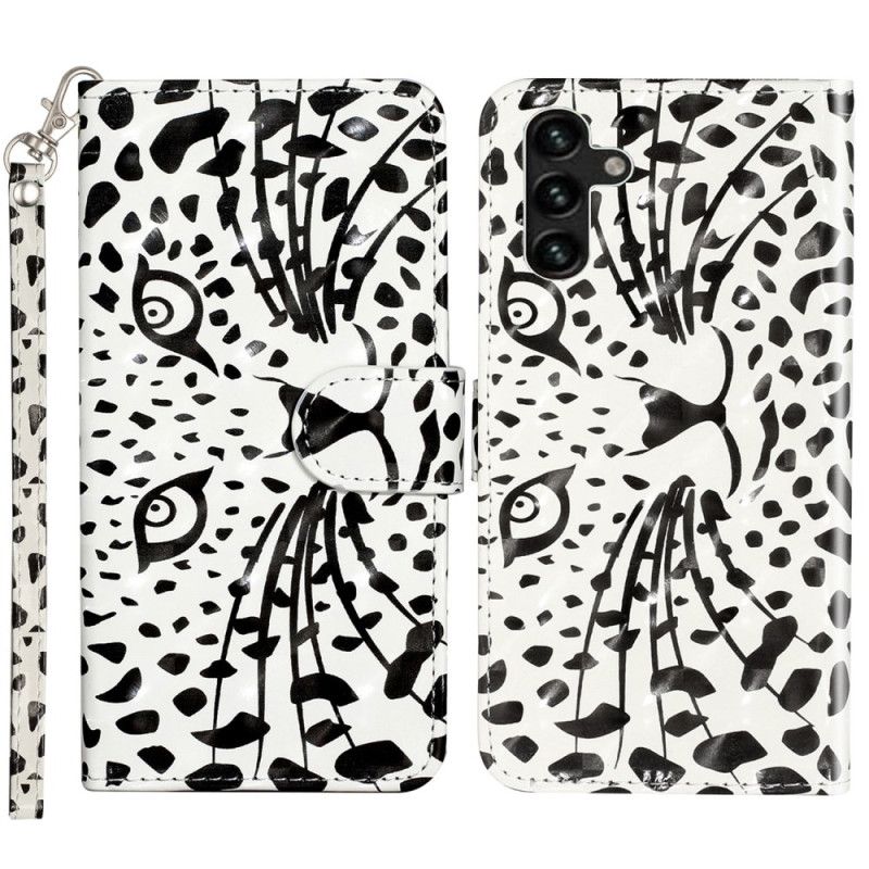 Flip Case Leren Samsung Galaxy S24 Fe Luipaardkop Met Riem