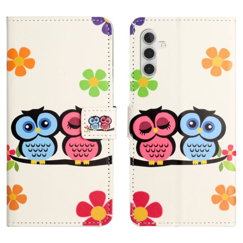 Flip Case Leren Samsung Galaxy S24 Fe Paar Uilen