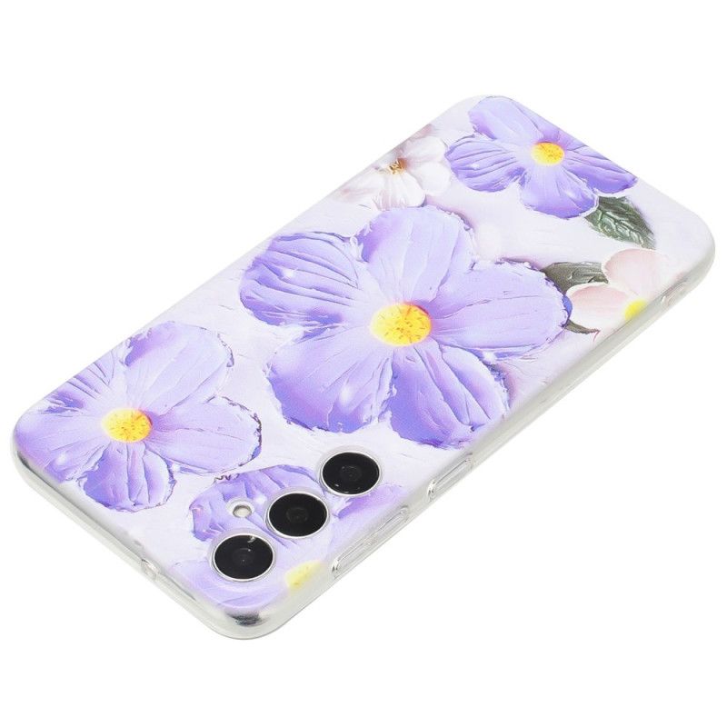 Hoesje Samsung Galaxy S24 Fe Paarse Bloemen Bescherming Hoesje