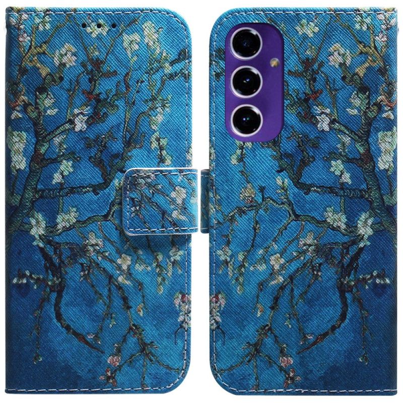 Leren Hoesje Samsung Galaxy S24 Fe Abrikozenbloemen