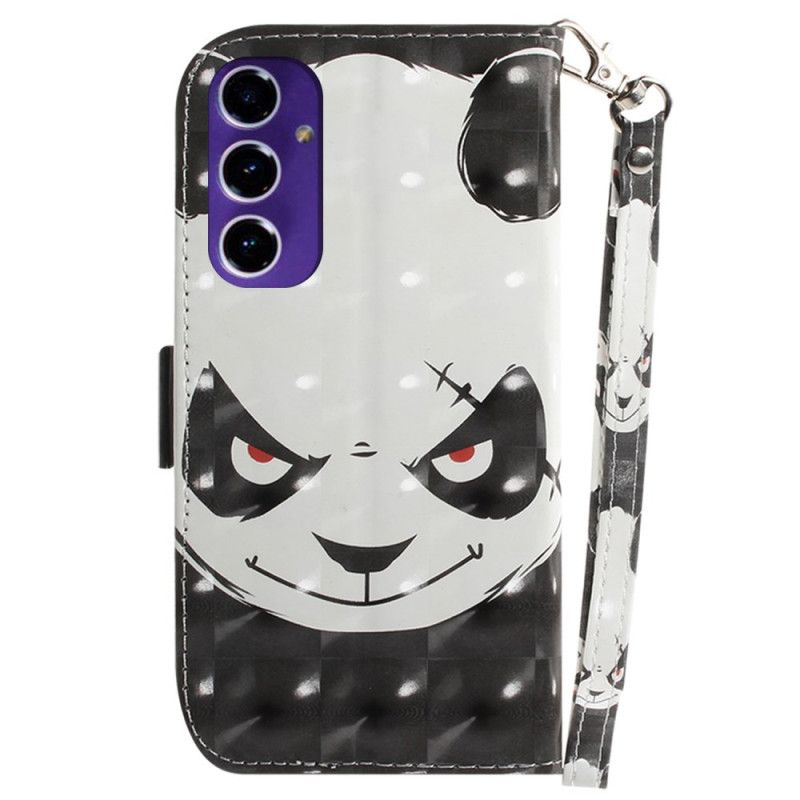 Leren Hoesje Samsung Galaxy S24 Fe Boze Panda Met Riem