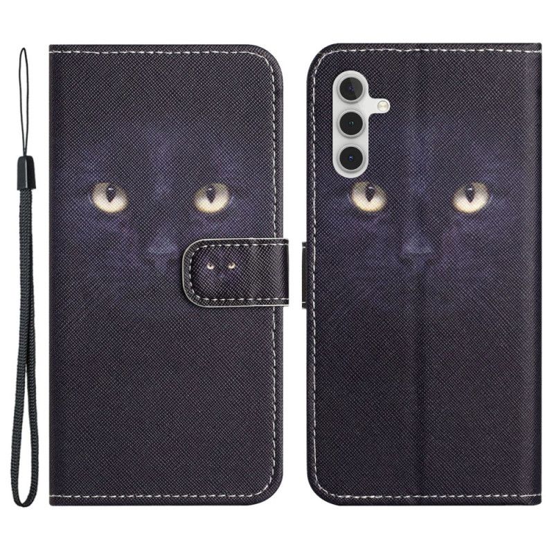 Leren Hoesje Samsung Galaxy S24 Fe Kattenogen Met Bandjes Bescherming Hoesje