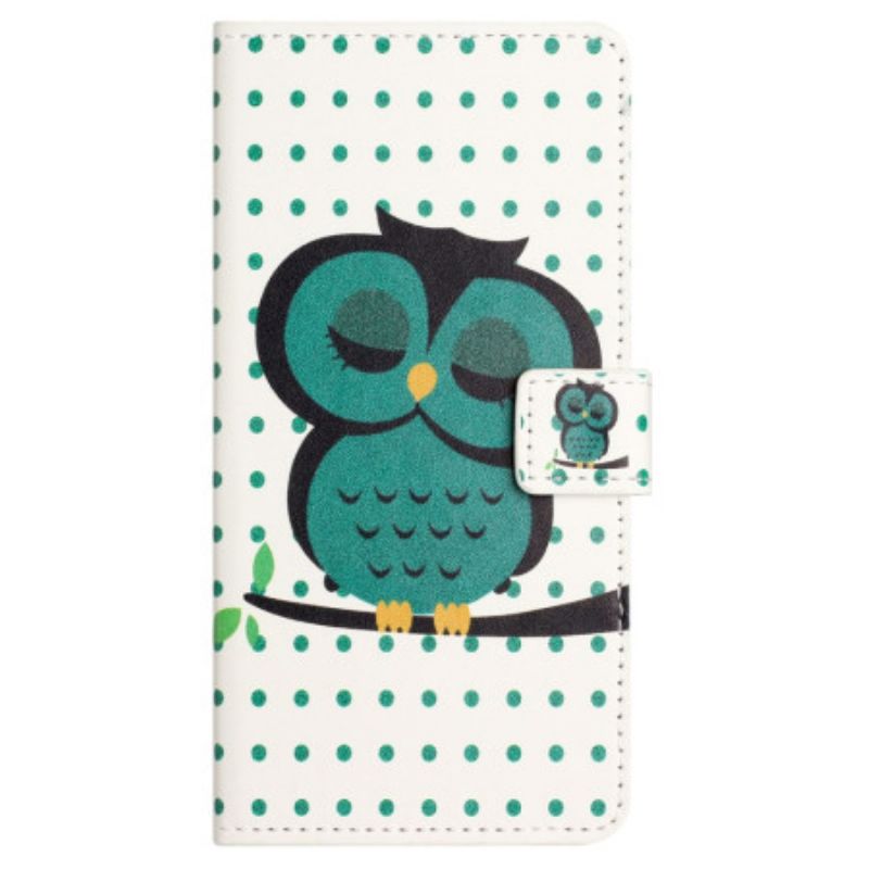 Leren Hoesje Samsung Galaxy S24 Fe Slapende Uil Bescherming Hoesje