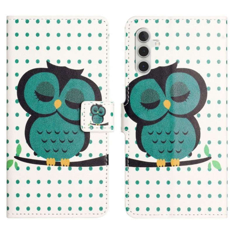 Leren Hoesje Samsung Galaxy S24 Fe Slapende Uil Bescherming Hoesje