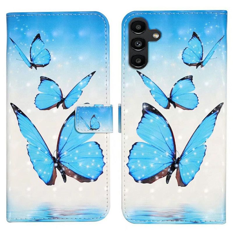 Leren Hoesje Voor Samsung Galaxy S24 Fe Drie Vlinders